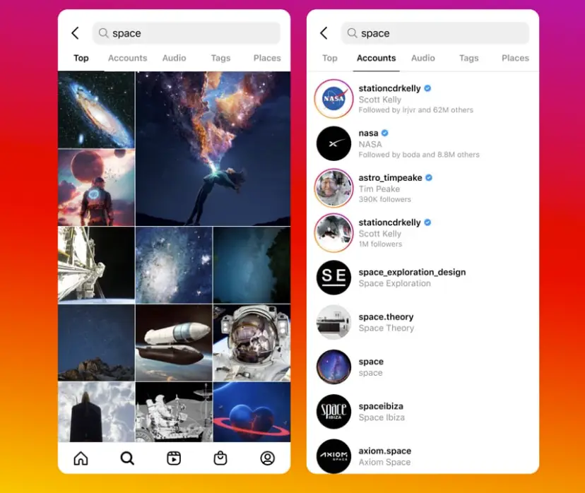 De futures évolutions pour les résultats de recherches sur Instagram.