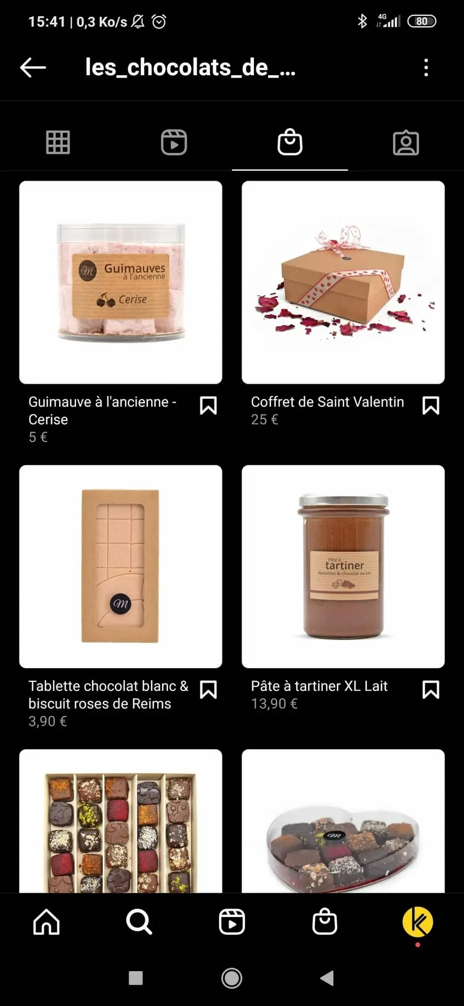 boutique instagram chocolat de maud