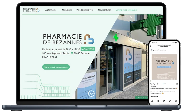 Vue responsive du site Internet de la Pharmacie de Bezannes